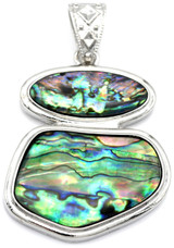 55x45mm Abalone Shell (Assembled) Pendant, Antique Silver
