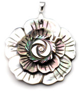 1pc Approx. 48mm 3-Layer Black Lip Shell Carved Flower Pendant