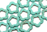 Approx. 8" Strand 37mm "Turquoise" Magnesite (Reconstituted & Dyed) Open Flower Beads