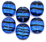 6pc 14x12mm Czech Glass Cushion Cut Beads, Matte Blue Tortoise Shell