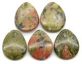 5pc Approx. 17x15mm Unakite Top-Drilled Teardrop Beads