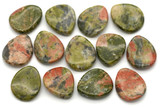 5pc Approx. 17x15mm Unakite Top-Drilled Teardrop Beads