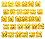 30pc 6mm Ornate Crown Jewels Bead Caps, Gold