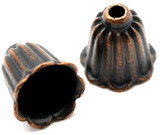 10pc 10x11mm Bell Flower Cone Bead Caps, Antique Copper