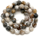 14.5" Strand Approx. 8mm Bamboo Agate English-Cut Beads