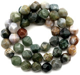 Approx. 13.5" Strand 8mm Fancy Jasper English-Cut Faceted Round Beads