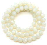 Approx. 23" Strand 10mm Crystal Faceted Round Beads, White Opal
