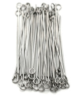 50pc 22-Gauge 40mm Stainless Steel Eye Pins, Antique Silver