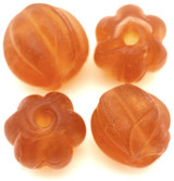 4pc 12mm Lampwork Glass Pumpkin Beads, Medium Topaz
