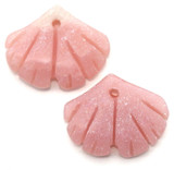 2pc 15x19mm Carved Pink Opal Ginkgo Leaf Drops