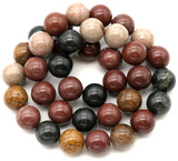Approx. 15.5" Strand 10mm Multicolor Jasper Round Beads