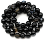 Approx. 15" Strand 8mm Agate (Dyed/Heated) Round Beads, Black