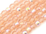 4.7" Strand (About 25pc) 5mm Czech Pressed Glass Druk Round Beads, Light Roseline Crackle w/AB