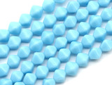 4.7" Strand (about 19pc) 6mm Czech Pressed Glass Bicone Beads, Light Sky Blue
