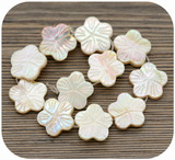 Approx. 7" Strand 15mm Freshwater Shell Carved Flower Beads w/AB Plating