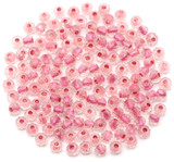 10-Gram Bag (About 135pc) 4.5x3.5mm Color-Lined Faceted Glass Bicone Beads, Crystal Rose