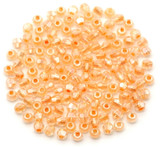 10-Gram Bag  4mm Color-Lined Glass Bicone Beads, Crystal/Tangerine