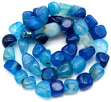 Approx. 15" Strand 8-12mm Dragon Veins Agate (Dyed/Heated) Nugget Beads, Varied Blue