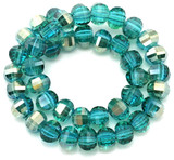 Approx. 9.5" Strand 8x6mm Crystal Faceted Lantern Beads, Teal Champagne Shimmer