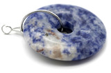 30mm Blue Spot Jasper Donut Pendant w/Stainless Steel Leafy Bail