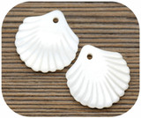 2pc 16x15mm White Carved Freshwater Shell Charms