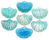2pc 20x15mm Blue Agate (Dyed/Heated) Carved Ginkgo Leaf Drops (SEE PHOTOS FOR VARIATION)