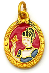 17x12mm Enameled Cinderella Princess Charm, Red/Gold