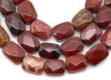 Approx. 8" Strand 8x11mm Brecciated Jasper Faceted Rectangular Beads