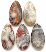 Approx. 40x20mm Mexican Crazy Lace Agate Teardrop Pendant