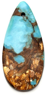 Approx. 34x16mm Natural Bronzite & Synthetic Turquoise Assembled Teardrop Pendant