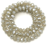 Approx. 15" Strand 6x4mm Crystal Rondelle Beads, Gray Jade Luster