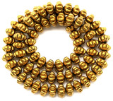Approx. 15" Strand 8x6mm Hematite (Man-Made) Pumpkin Beads, Metallic Gold