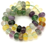 Approx. 8" Strand 8x5mm Rainbow Fluorite Rondelle Beads