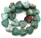 Approx. 6.25" Strand 8mm Chrysocolla Faceted Heart Beads