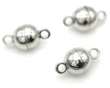 3pc 11x6mm Nickel-Free Brass Round Magnetic Clasps, Antique Silver