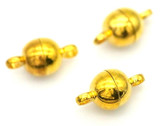 3pc 11x6mm Nickel-Free Brass Round Magnetic Clasps, Gold