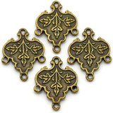 4pc 22x17mm Leaf-Detail Chandelier Links, Antique Bronze