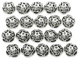 20pc 10x4mm 5-Petal Swirled Flower Bead Caps, Antique Silver