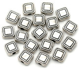 10-Gram Bag (Approx. 18pc) 6mm Square Spacer Beads, Antique Silver