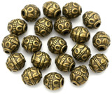 20pc 7.5x7mm Ornate Barrel Spacer Beads, Antique Bronze