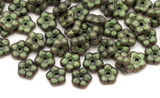 10-Gram Bag (About 140pc) of 5mm Czech Pressed Glass Forget-Me-Not Flower Beads, Jet w/Suede Olive Mauve