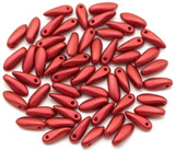 Approx. 5-Gram Bag (about 48pc) 8x3mm Czech Pressed Glass Mini Dagger Beads, Crystal w/Lava Red