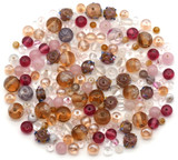 Approx. 50-Gram Lampwork Glass Small Bead Mix, Pink & Purple