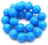 10" Strand Approx. 14x12mm Glass Faceted Baroque Rondelle Beads, Cornflower Blue