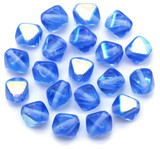 20pc 8mm Czech Pressed Glass Bicone Beads, Sapphire AB