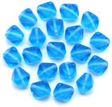 20pc 8mm Czech Pressed Glass Bicone Beads, Aqua