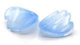 10pc 15mm Glass Top-Drilled Petal Beads, Blue Ombre