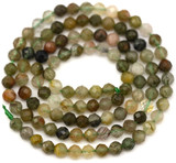 Approx. 15" Strand 3.5mm Green Rutilated Quartz Micro-Faceted Round Beads