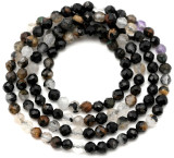 Approx. 15.5" Strand 3mm Tourmaline & Quartz Faceted Round Beads
