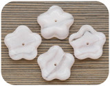 4pc 16mm Czech Pressed Glass 5-Petal Flower Beads, Crystal & Pale Pink Swirl